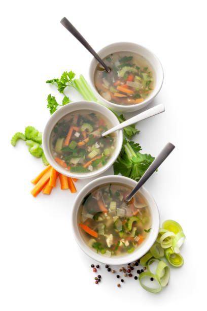 istock Soups: Vegetable Soup and Ingredients Isolated on White Background 1459006060