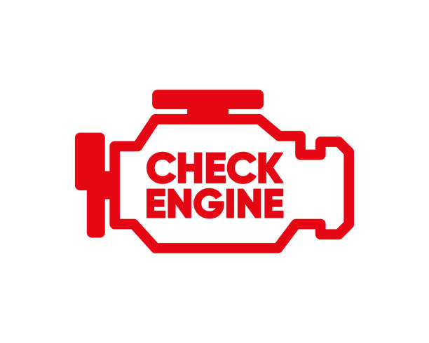 ilustrações de stock, clip art, desenhos animados e ícones de check engine car red icon. car control panel interface. vector illustration. - motor