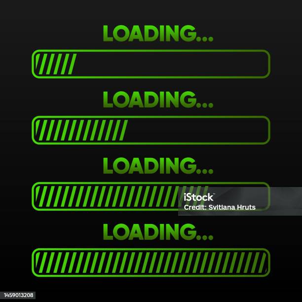 Loading Indicator Green Loading Signs In Different Progress System ...