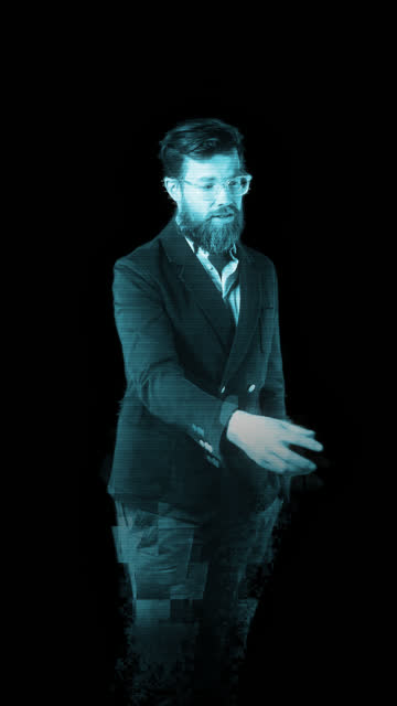 Hologram of a businessman having a meeting in the metaverse
