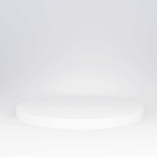 istock White round podium on a white background. 3d rendering, 3d illustration. 1459015593