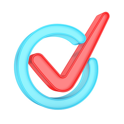 Jelly check mark. Check mark in circle isolated on the white background. Checked or approve icon or correct choice sign. Vote concept.