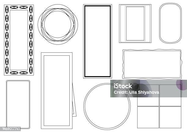 Collection With Outline Round And Rectangular Reflective Surfaces Stock ...