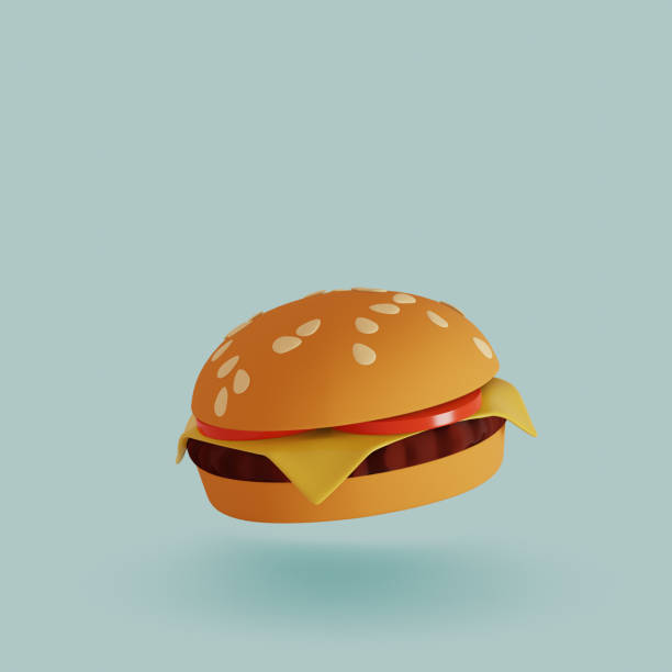 istock Fast food icon. Cheeseburger on blue background. 3d render 1459021689