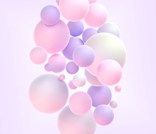 istock Abstract background with matte soft spheres in pastel colors 3d render. Composition of flying pink purple beige balloons. Modern cover design. Dynamic wallpaper. Ads banner template 1459023291