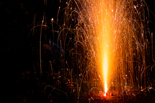 Macro photography of sparks. Great background image for party, celebration or technology.