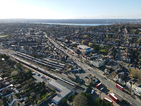 North Chingford station , streets and roads East London Drone, Aerial, view from air, birds eye view,