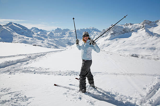 Skiing in Winter Wonderland stock photo