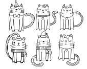 istock hand drawn cats. Cute Cat Doodle style illustrations. Set of Funny hand drawn cats. 1459027762
