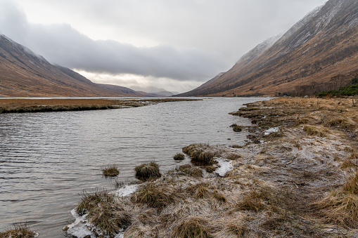 The meeting point of River Etive and the Loch Etive in the Highlands, Scotland
