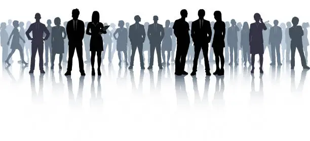 Vector illustration of Business Crowd Silhouette (All People Are Complete, Moveable and Highly Detailed)