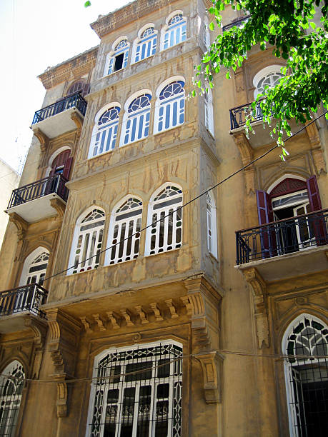 Building in Beirut Traditional style four storey building in downtown Beirut, lebanon. alintal stock pictures, royalty-free photos & images