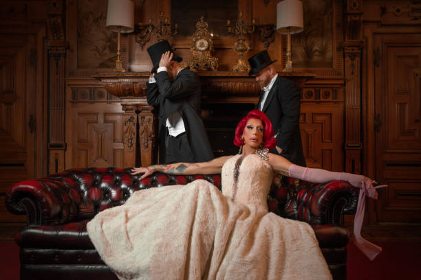 istock A beautiful elegant 1920s style redhead drag queen with chaperones 1459031527