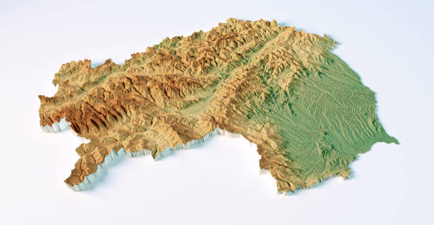 austria steiermark mapa topográfico vista 3d color aislado - austria map topography satellite view fotografías e imágenes de stock