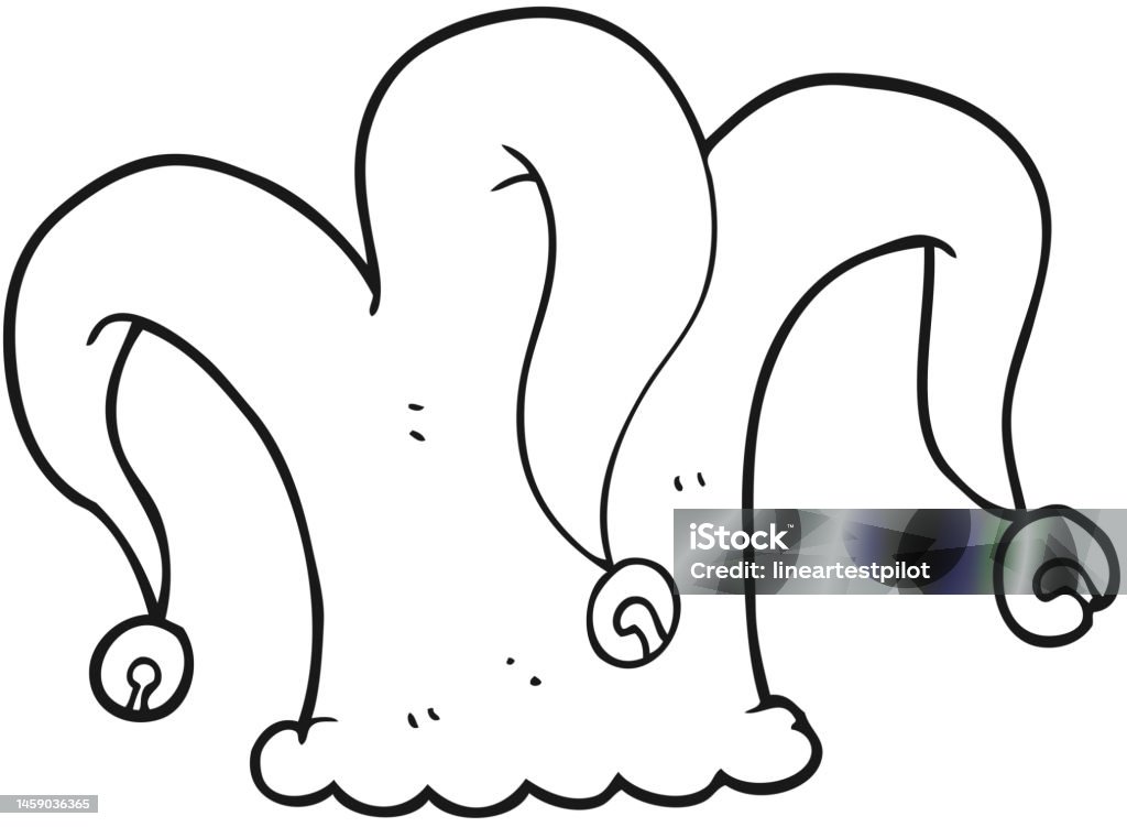 freehand drawn black and white cartoon jester hat Art stock vector freehand drawn black and white cartoon jester hat Art stock vector