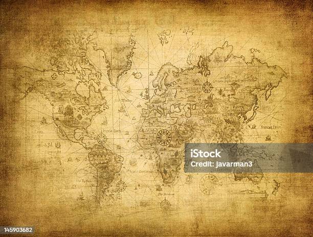 Ancient Map Of The World Stock Photo - Download Image Now - Map, World Map, Old