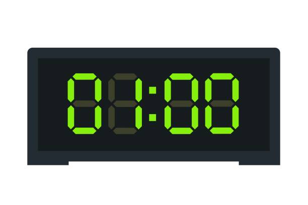 01.00 を表示するデジタル時計のベクトルフラット イラストレー�ション。 - clock vector checking the time red点のイラスト素材／クリップアート素材／マンガ素材／アイコン素材