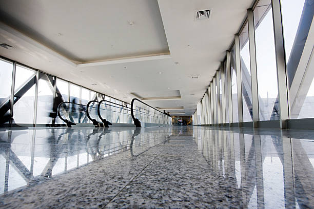 istock Modern business interior with many windows and marble floors 145904734