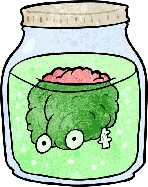 cartoon spooky brain floating in jar cartoon spooky brain floating in jar brain jar stock illustrations