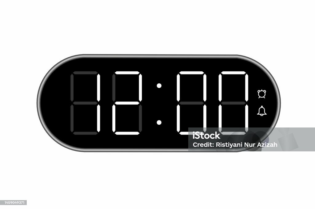 Clock Xii Vector Flat Illustration Of A Digital Clock Displaying 1200 Stock ...