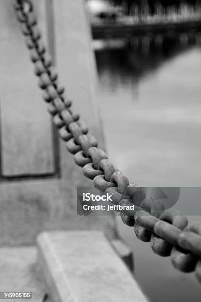 Chain By The Marina Stock Photo - Download Image Now - Chain - Object, Black And White, Black Color