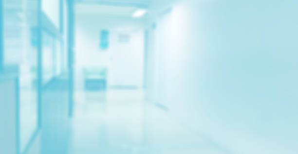 hall way in defocus view for medical hospital background stock photo