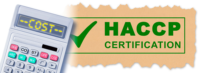 Costs about HACCP Certification - Hazard Analysis and Critical Control Points service - concept with calculator