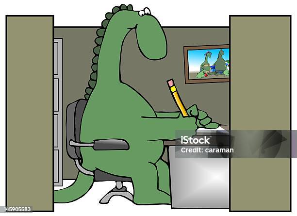 Dinosauro Ufficio - Immagini vettoriali stock e altre immagini di Dinosauro - Dinosauro, Lavorare, Affari