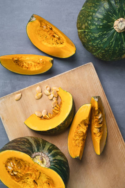 sweet pumpkin healthy and fresh tasty vegetables sweet pumpkin kabocha stock pictures, royalty-free photos & images