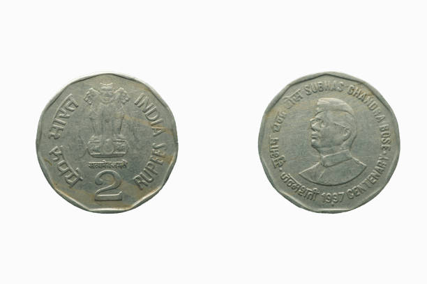 istock 2 rupes Indian coin, behind subhas chandra bose, studio shot against white background 1459058525