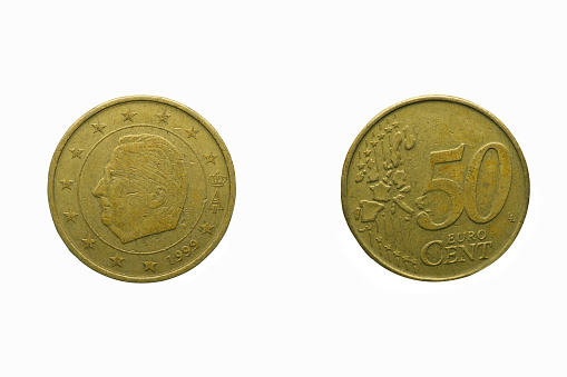 50 Euro Cent Isolated On White