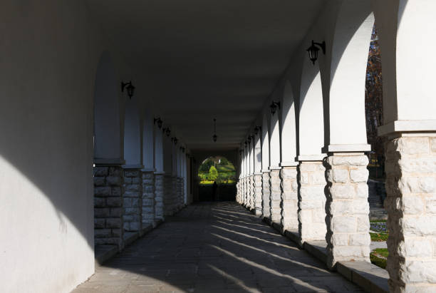istock Architectural detail of a pattern of concrete pillars, light and shadow 1459060132