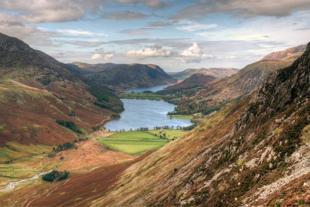 Buttermere & Crummock Water From Fleetwith Pike 2 stock photo