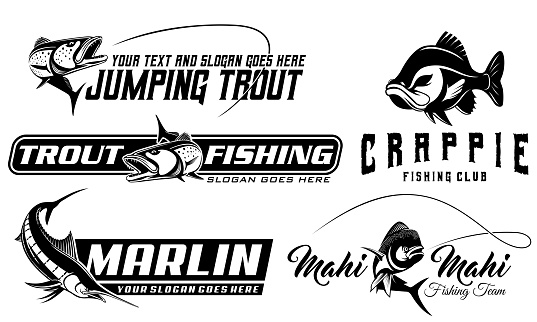 Fishing Logo Bundle Template. unique and Fresh Fish fishing logo bundle template. great to use as your fishing company logo.