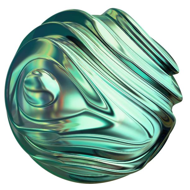 istock Green color Spherical geometry with metallic organic wave-like pattern Abstract, dramatic, passionate, luxurious and exclusive isolated 3D rendering graphic design elemental background material 1459064575