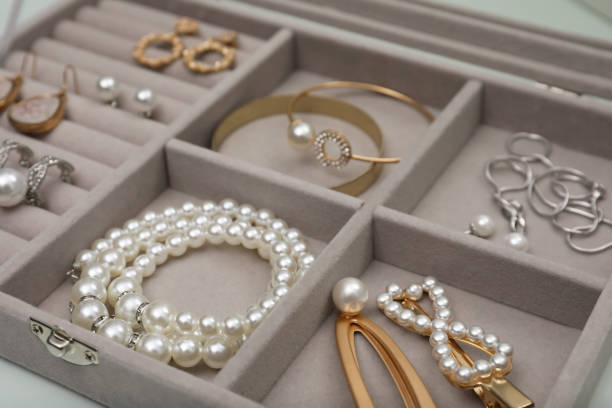 istock Box with luxurious pearl jewelry, closeup view 1459064774