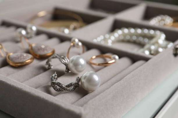 istock Box with luxurious pearl jewelry, closeup view 1459064855