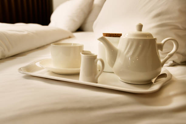 istock Comfortable bed and tea to wake up to 1459065600