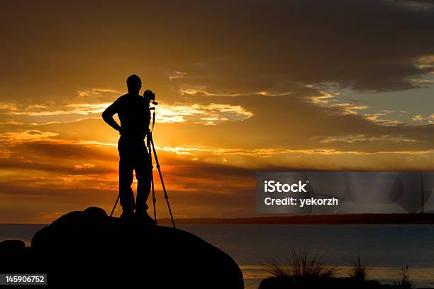 Photograper Waiting For A Sunset Stock Photo - Download Image Now - Adult, Adults Only, Back Lit