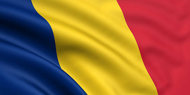 Flag Of Romania / Chad stock photo