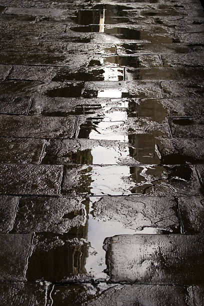 istock Wet paved street background 145907030