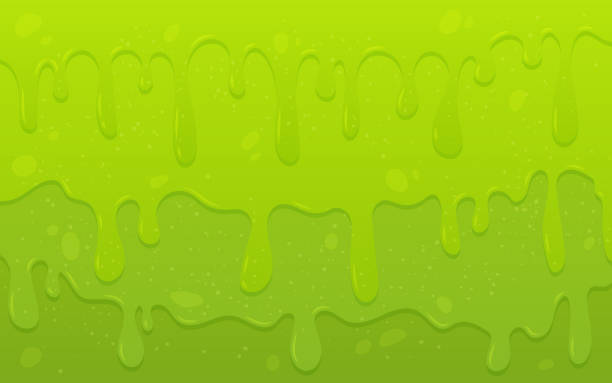 fließende grüne klebrige flüssigkeit. schleim tropft und fließt. hintergrund mit schleim. - glitschig stock-grafiken, -clipart, -cartoons und -symbole