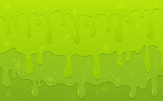 Flowing green sticky liquid. Slime drips and flowing. Background with Slime. Vector illustration with toxic slime.