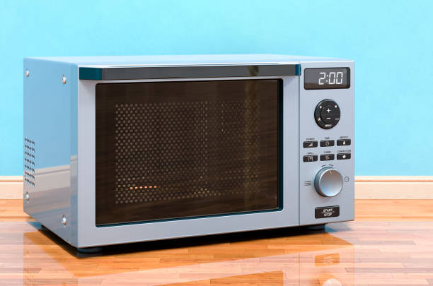 istock Combination oven, microwave in room near wall, 3D rendering 1459071329