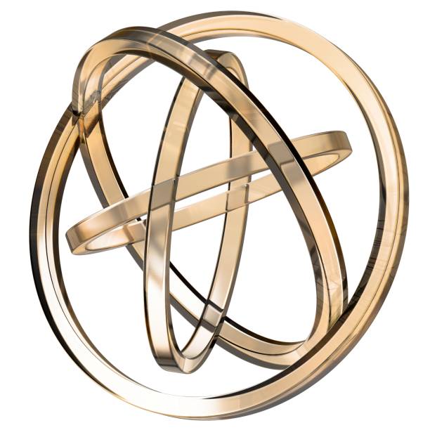 istock Contemporary art object with overlapping gold rotating rings Abstract, dramatic, passionate, luxurious and exclusive isolated 3D rendering graphic design elemental background material 1459072035