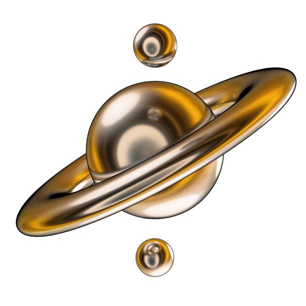 istock Gold metallic Saturn model-like contemporary art geometry Abstract, dramatic, passionate, luxurious and exclusive isolated 3D rendering graphic design elemental background material 1459073297