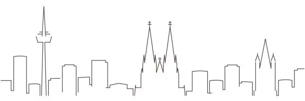 Vector illustration of Cologne Dark Line Simple Minimalist Skyline With White Background