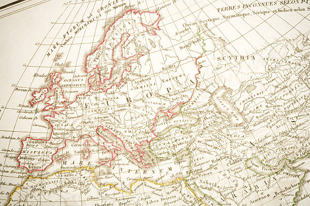 Europe 1825 Detail of an old map (1825). serbia and montenegro stock pictures, royalty-free photos & images