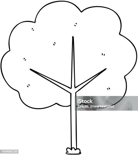 Tree Line Drawing Simple Cartoon Line Drawing Quirky Cartoon Tree Stock Illustration - Download Image ...