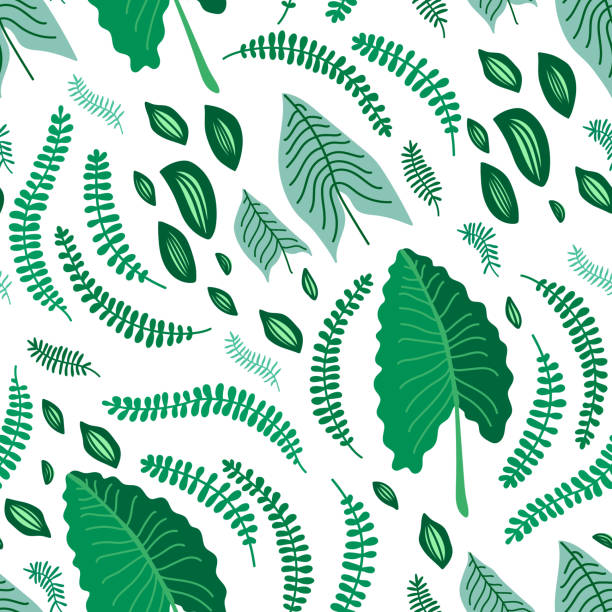Vector seamless pattern with jungle plant Vector seamless pattern with jungle plant. Seamless pattern with palm leaves. Seamless pattern with palm leaves jungle leaf pattern stock illustrations